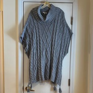 Sonoma Light Gray Textured Knit Poncho Sweater 1X